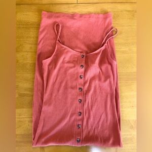 Forever 21, size small, peach button down ribbed midi dress.